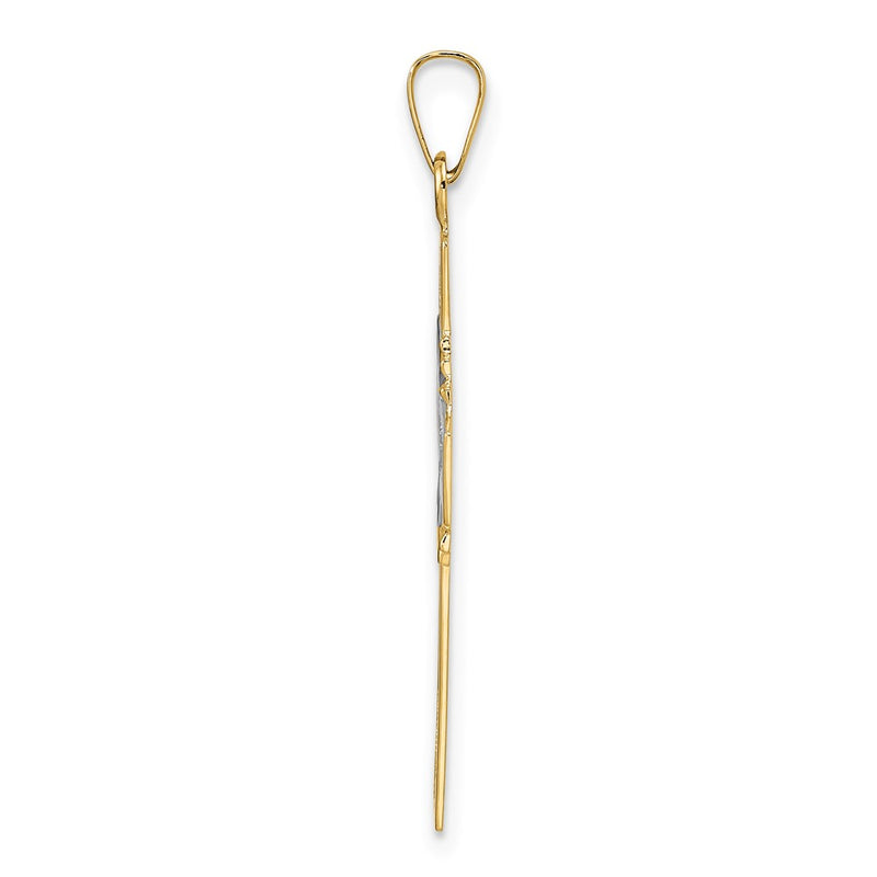 14k Yellow Gold Polished Fancy Iona Solid Cross Pendant