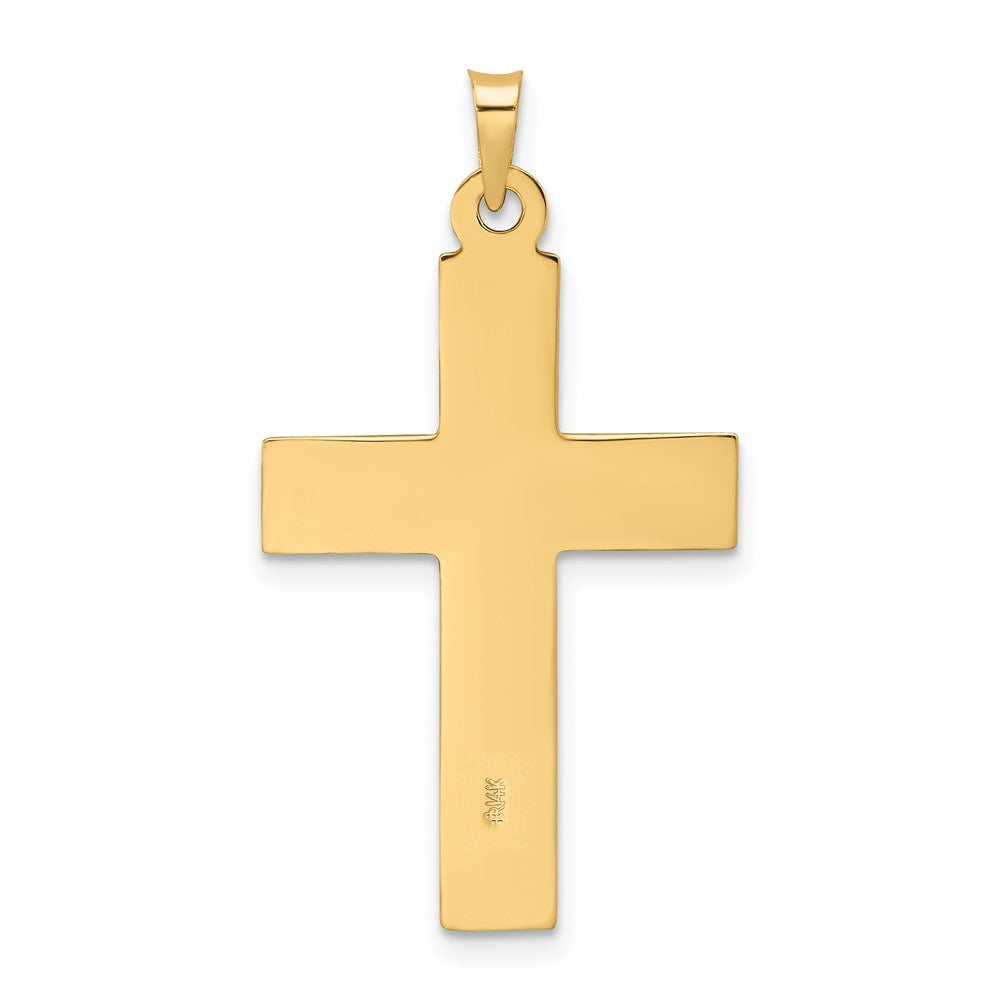 14k Two-tone Gold Polished Wood Texture Solid INRI Crucifix Pendant