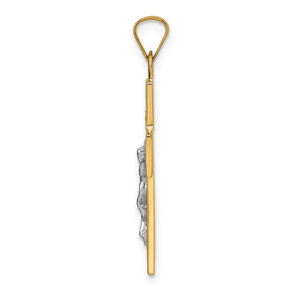 14k Two-tone Gold Polished Solid INRI Crucifix Pendant