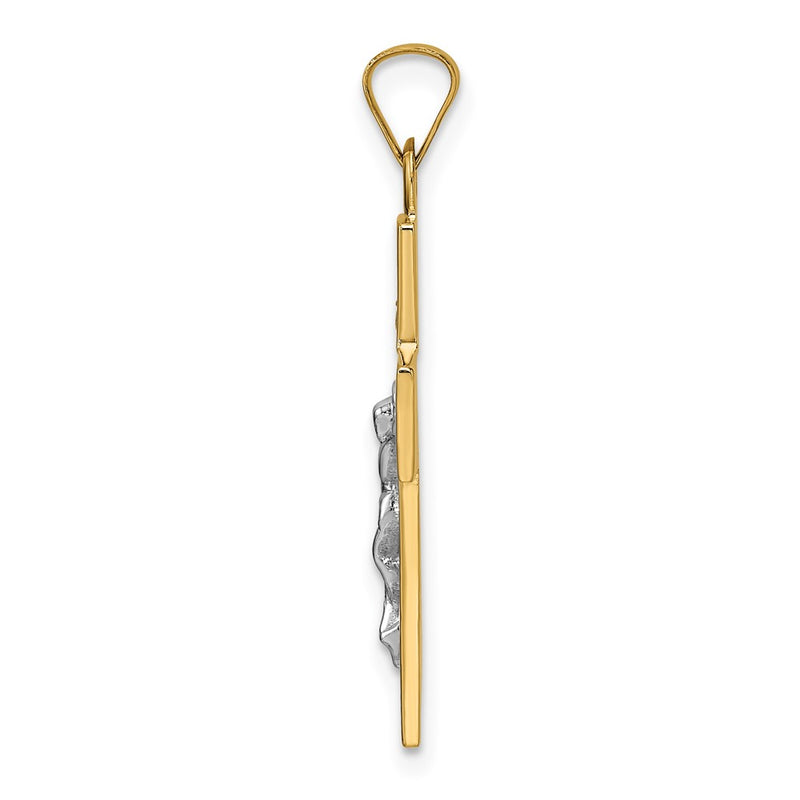 14k Two-tone Gold Polished Solid INRI Crucifix Pendant