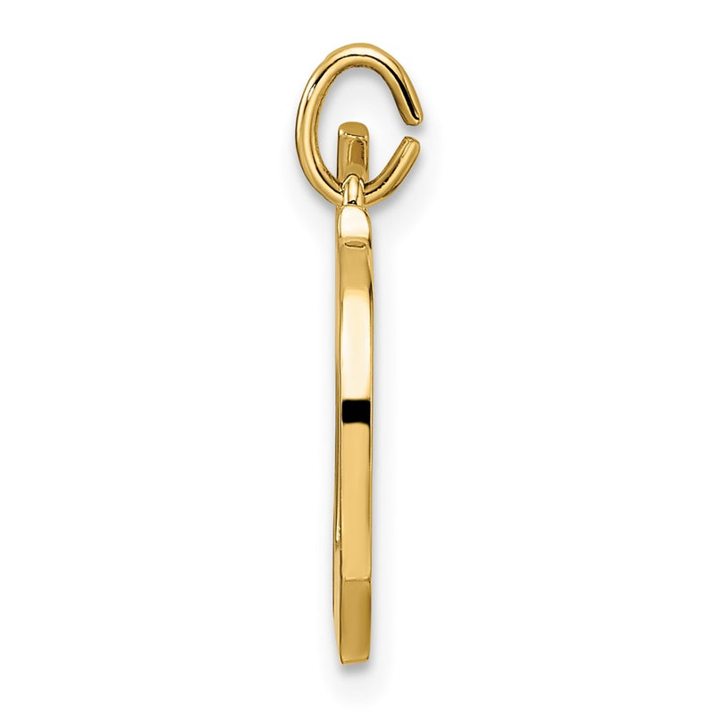 14k Yellow Gold Polished Solid Mazel Symbol Pendant