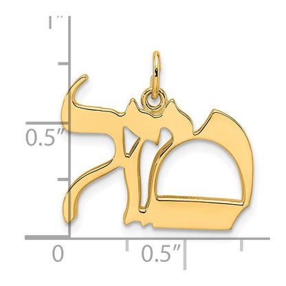 14k Yellow Gold Polished Solid Mazel Symbol Pendant
