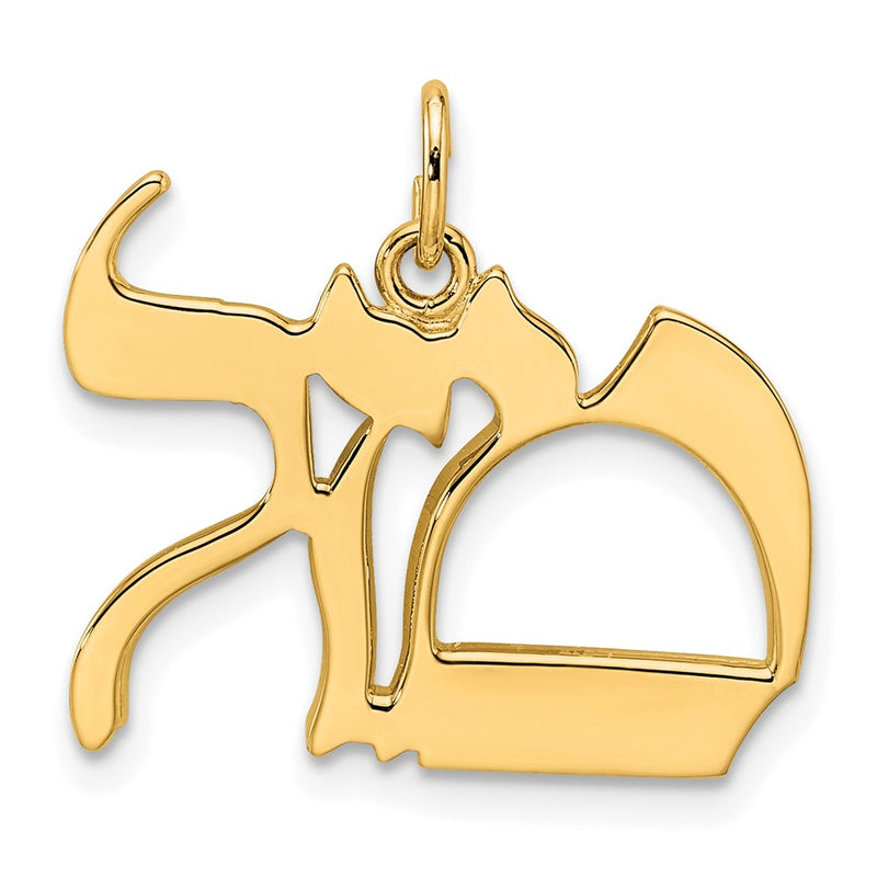 14k Yellow Gold Polished Solid Mazel Symbol Pendant