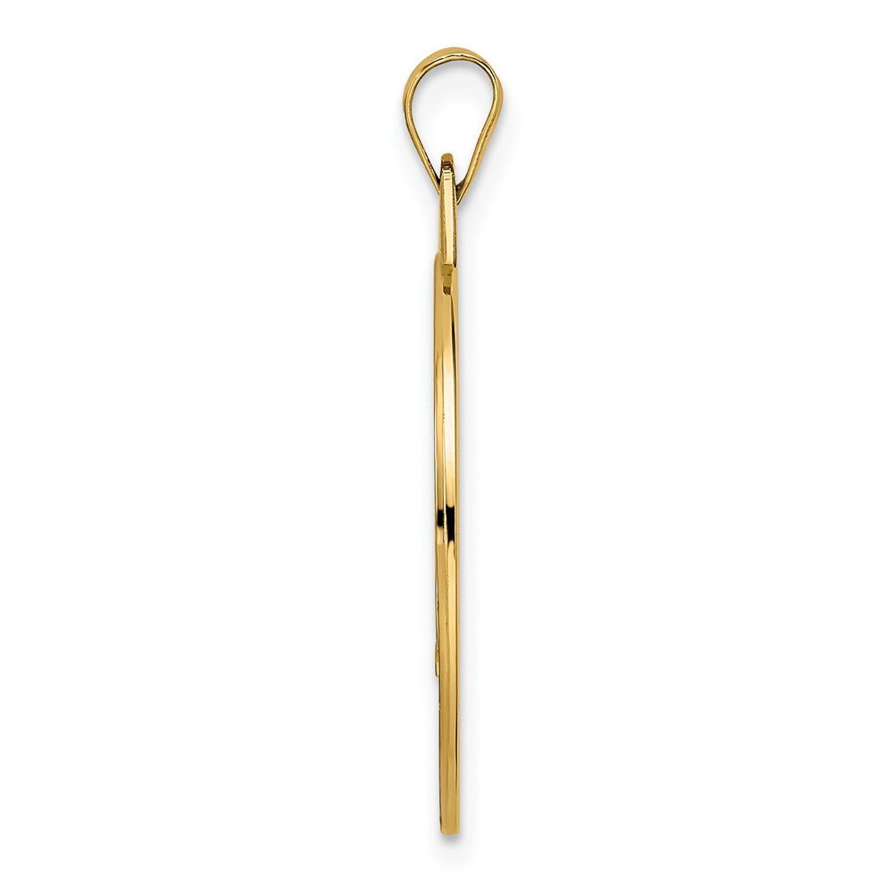 14k Yellow Gold Polished Solid Mazel Symbol Disc Pendant