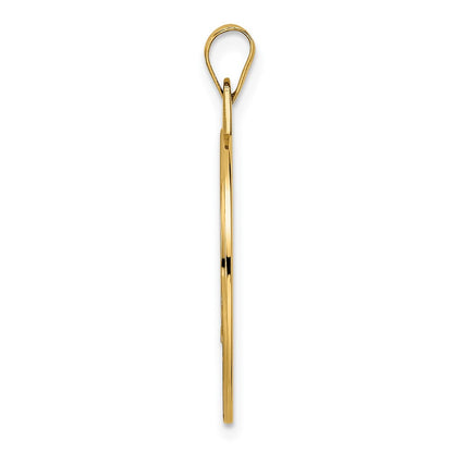 14k Yellow Gold Polished Solid Mazel Symbol Disc Pendant