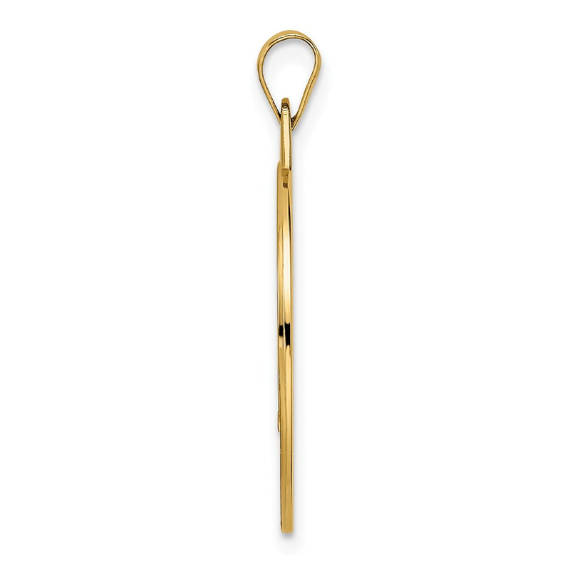 14k Yellow Gold Polished Solid Mazel Symbol Disc Pendant