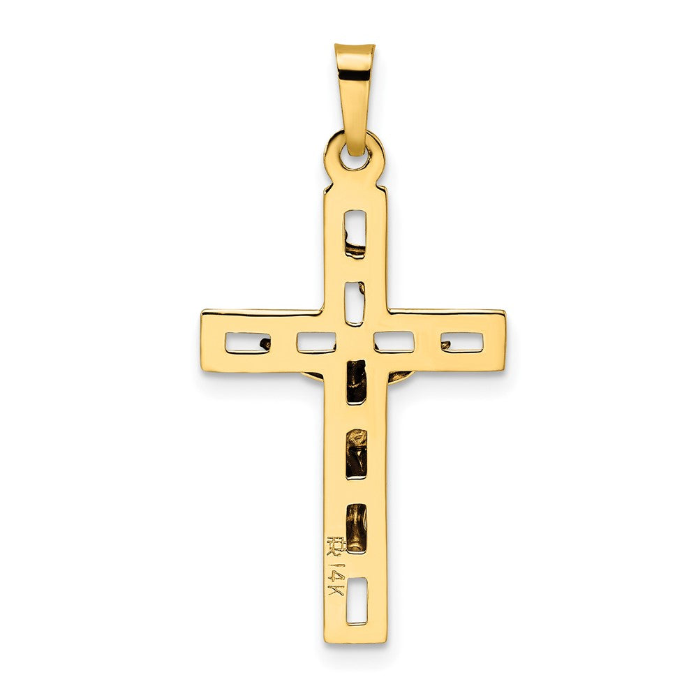 14k Two-tone Gold Polished Solid INRI Crucifix Pendant