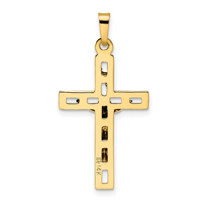 14k Two-tone Gold Polished Solid INRI Crucifix Pendant