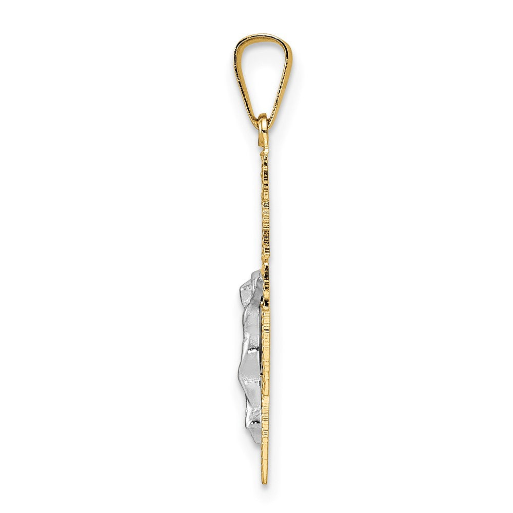 14k Two-tone Gold Solid Crucifix Pendant