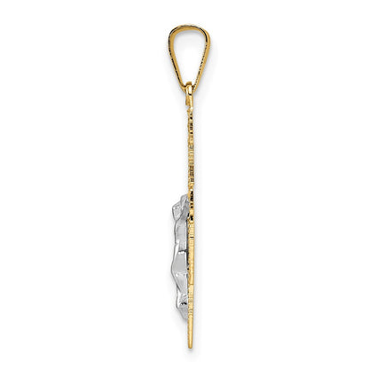 14k Two-tone Gold Solid Crucifix Pendant