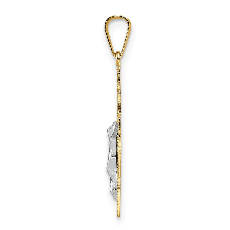 14k Two-tone Gold Solid Crucifix Pendant