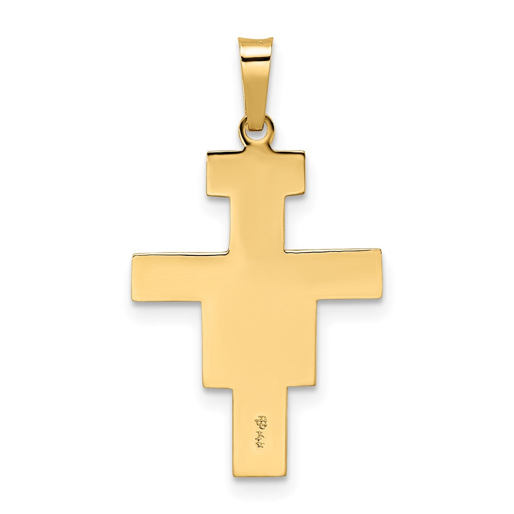 14k Two-tone Gold Solid Crucifix Pendant