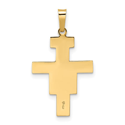 14k Two-tone Gold Solid Crucifix Pendant
