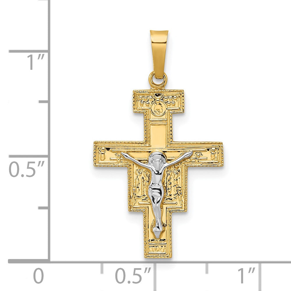 14k Two-tone Gold Solid Crucifix Pendant