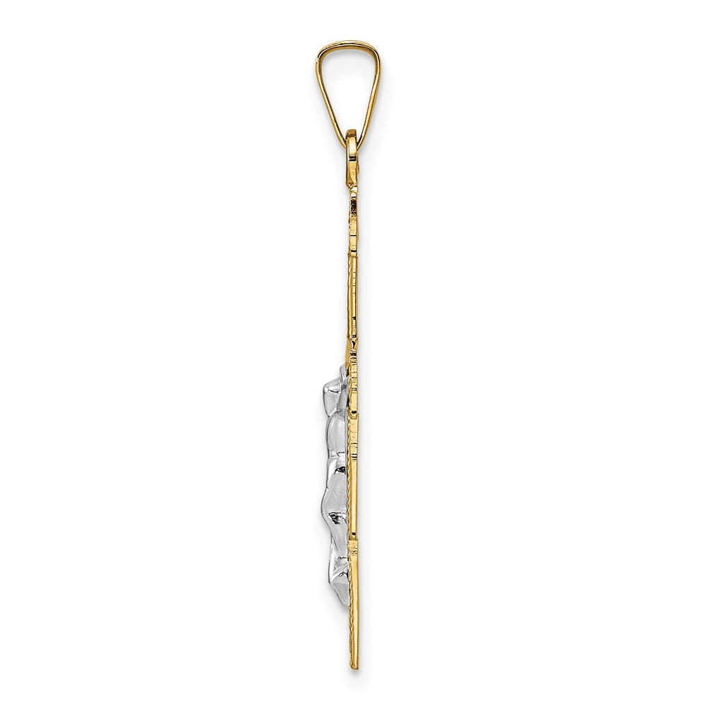 14k Two-tone Gold Solid Crucifix Pendant