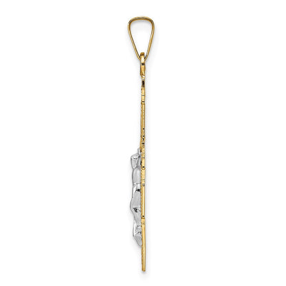 14k Two-tone Gold Solid Crucifix Pendant