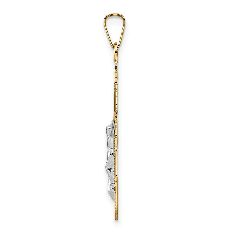 14k Two-tone Gold Solid Crucifix Pendant