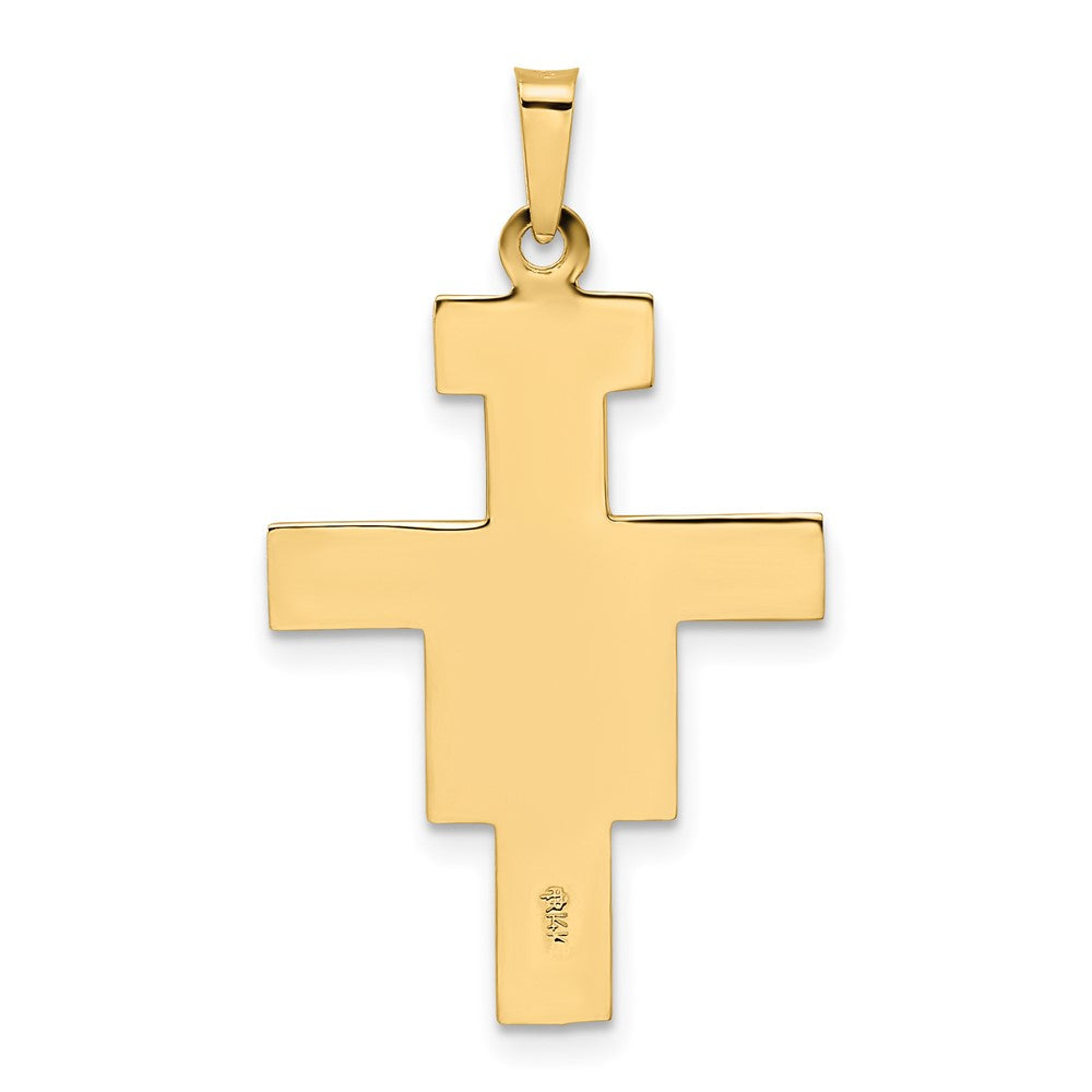 14k Two-tone Gold Solid Crucifix Pendant