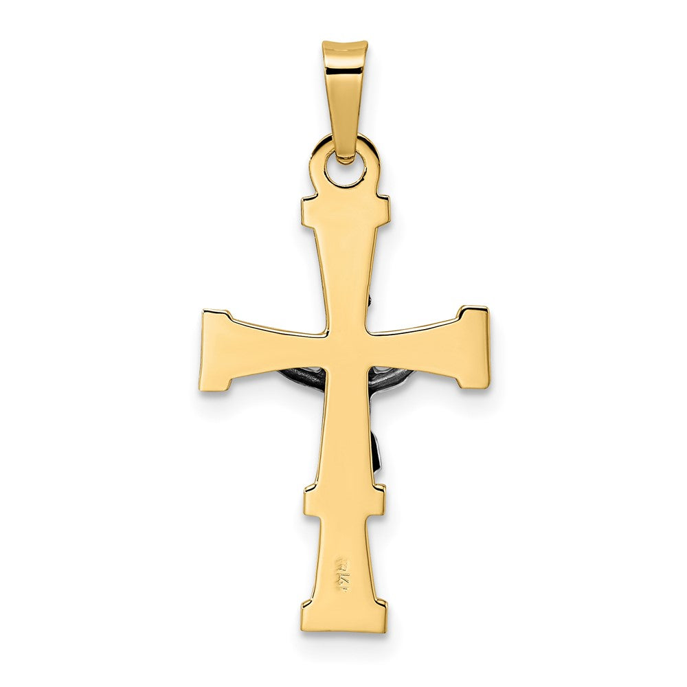 14k Two-tone Gold Polished Solid INRI Crucifix Pendant