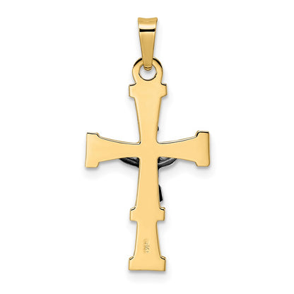14k Two-tone Gold Polished Solid INRI Crucifix Pendant