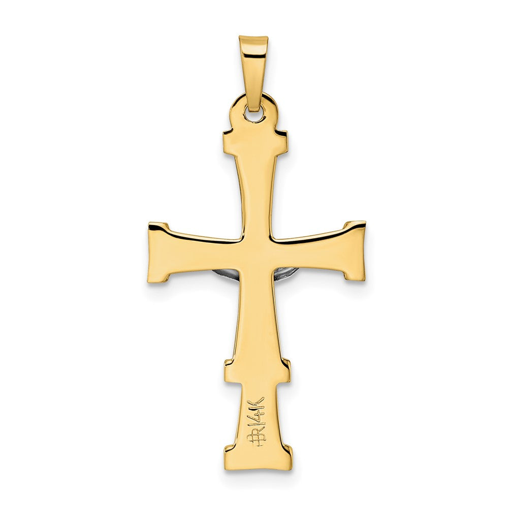 14k Two-tone Gold Polished Solid INRI Crucifix Pendant