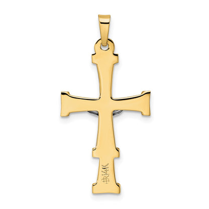 14k Two-tone Gold Polished Solid INRI Crucifix Pendant