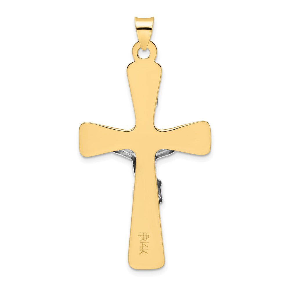 14k Two-tone Gold Polished Solid INRI Crucifix Pendant