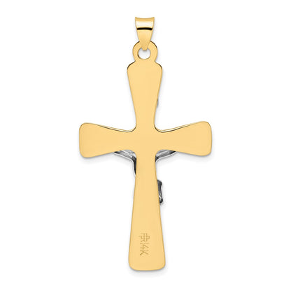 14k Two-tone Gold Polished Solid INRI Crucifix Pendant