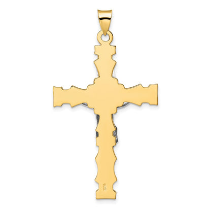 14k Two-tone Gold Solid INRI Crucifix Pendant