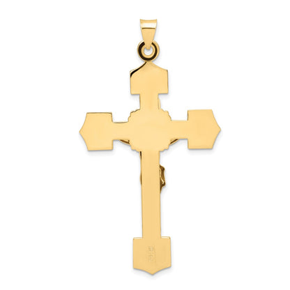 14k Two-tone Gold Polished Solid INRI Crucifix Pendant