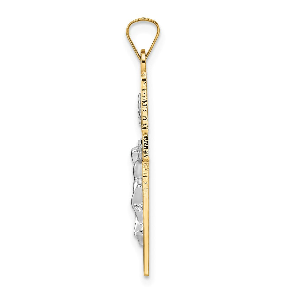 14k Two-tone Gold Polished Solid INRI Crucifix Pendant