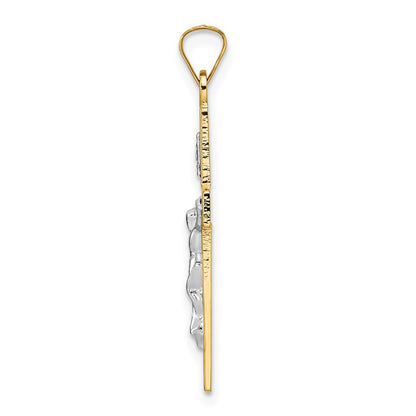 14k Two-tone Gold Polished Solid INRI Crucifix Pendant