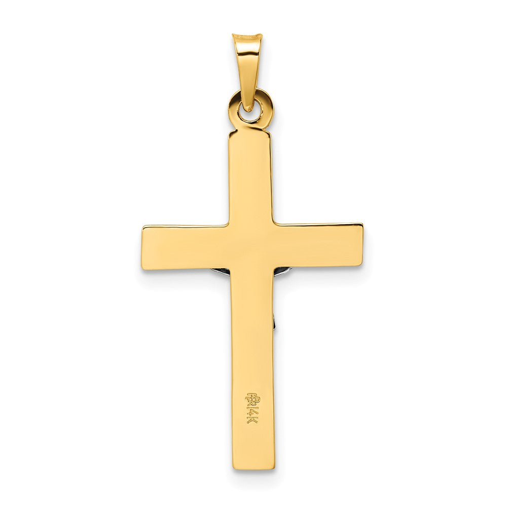 14k Two-tone Gold Polished Solid INRI Crucifix Pendant