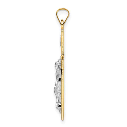 14k Two-tone Gold Polished Solid INRI Crucifix Pendant