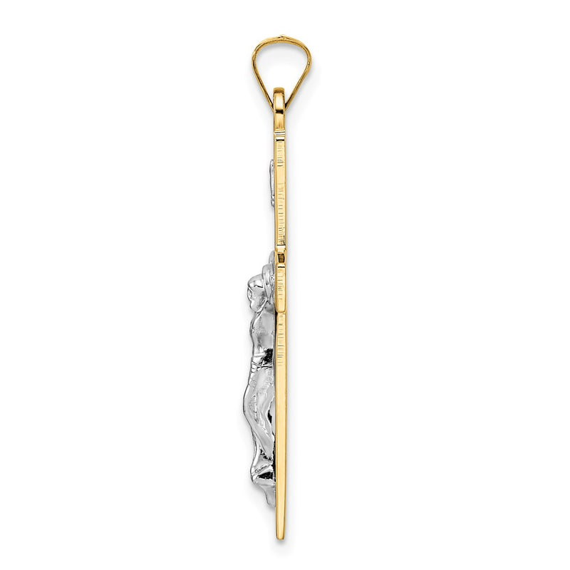 14k Two-tone Gold Polished Solid INRI Crucifix Pendant