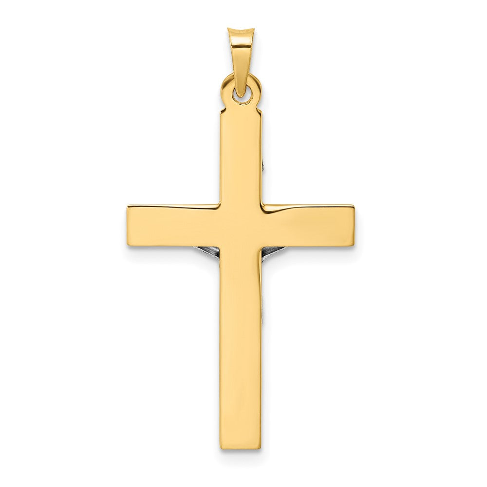 14k Two-tone Gold Polished Solid INRI Crucifix Pendant