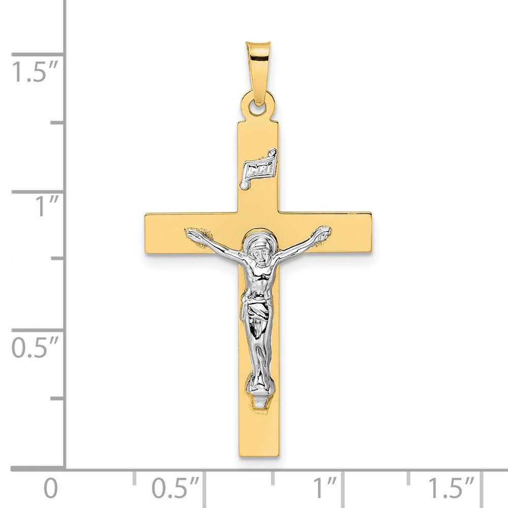 14k Two-tone Gold Polished Solid INRI Crucifix Pendant