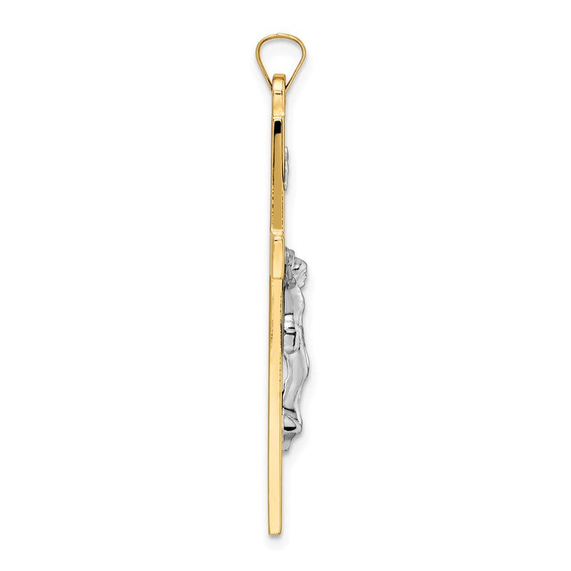 14k Two-tone Gold Solid INRI Crucifix Pendant