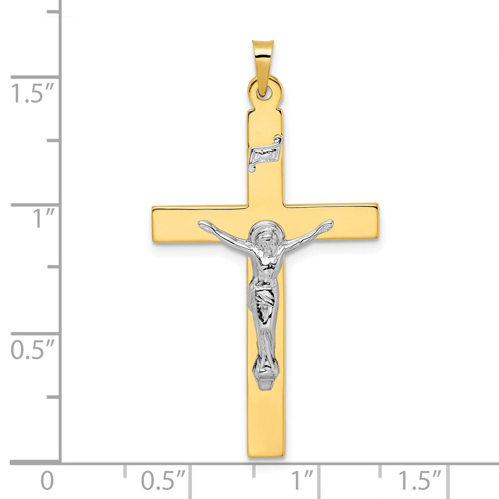 14k Two-tone Gold Solid INRI Crucifix Pendant