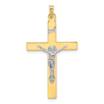14k Two-tone Gold Solid INRI Crucifix Pendant