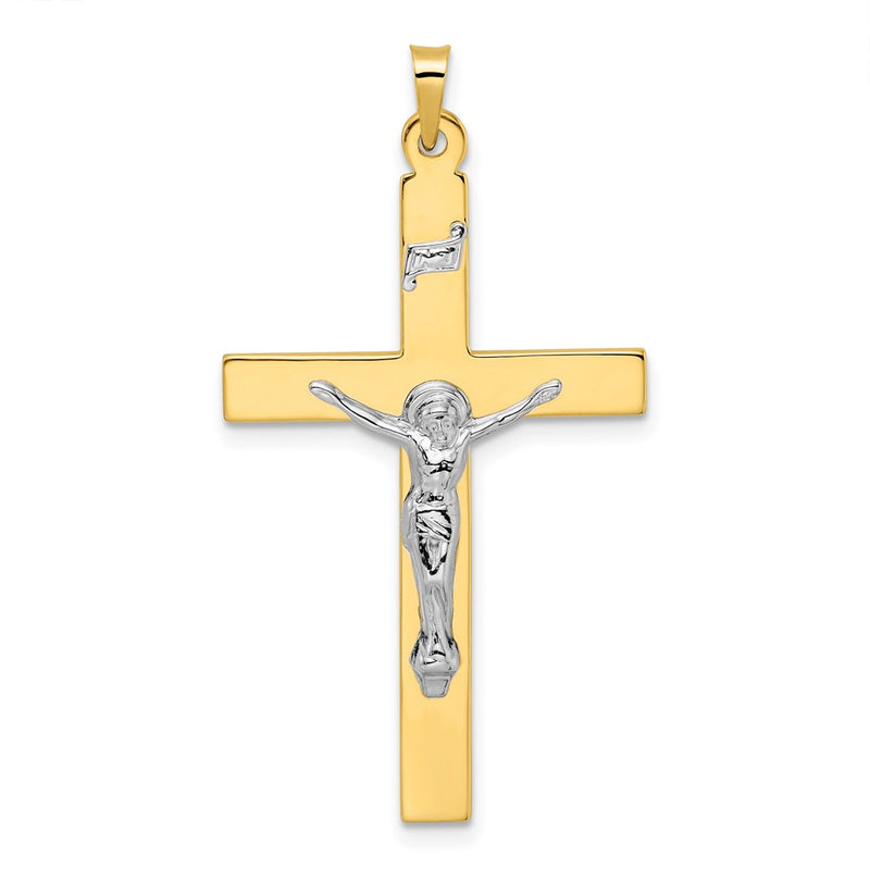 14k Two-tone Gold Solid INRI Crucifix Pendant