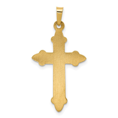 14k Yellow Gold Fleur De Lis Cross Pendant