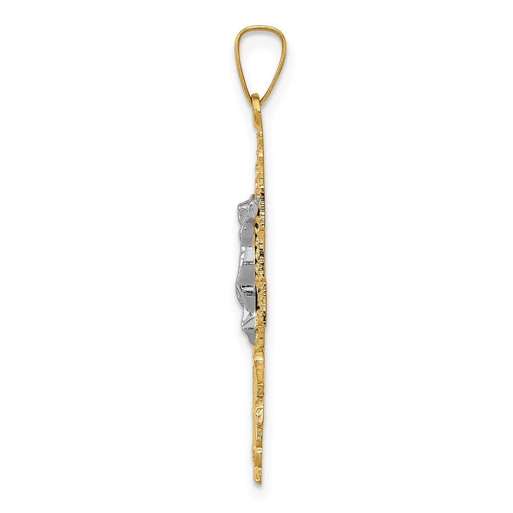 14k Two-tone Gold Cara Vaca Crucifix Pendant