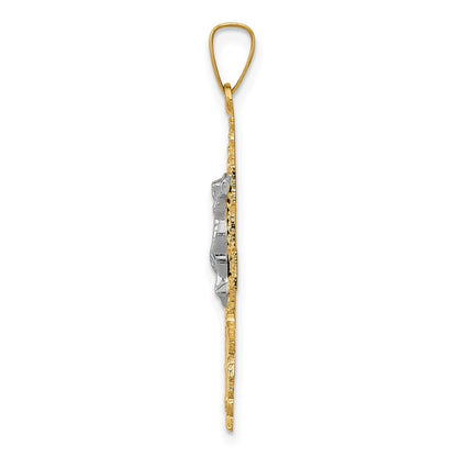 14k Two-tone Gold Cara Vaca Crucifix Pendant