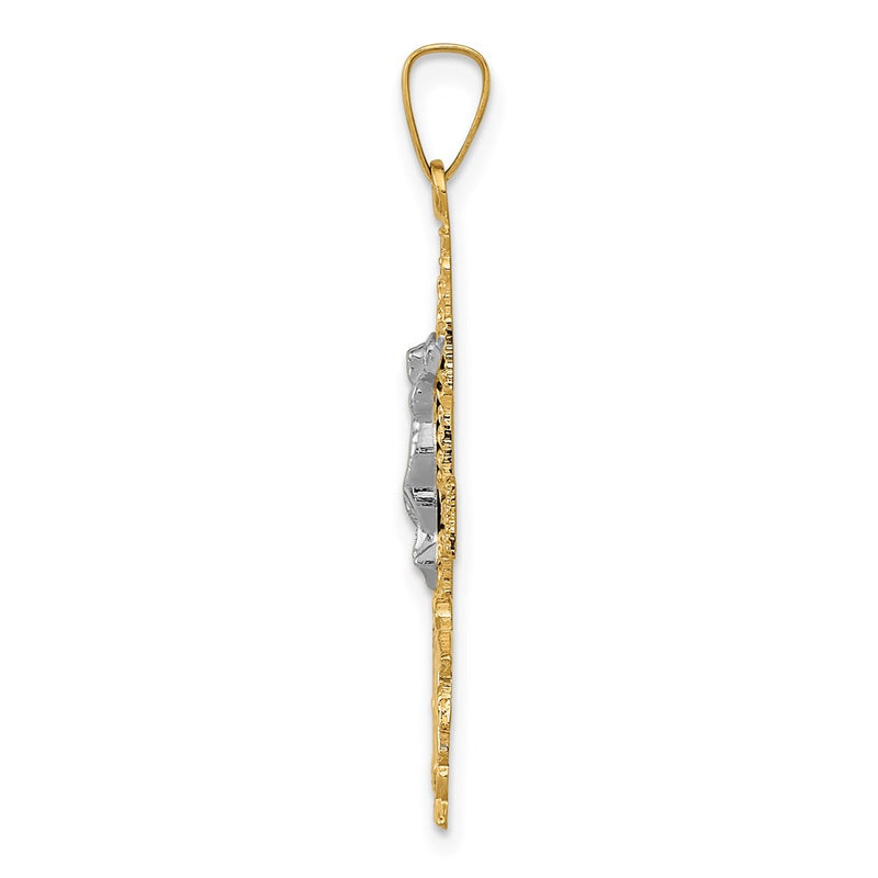 14k Two-tone Gold Cara Vaca Crucifix Pendant