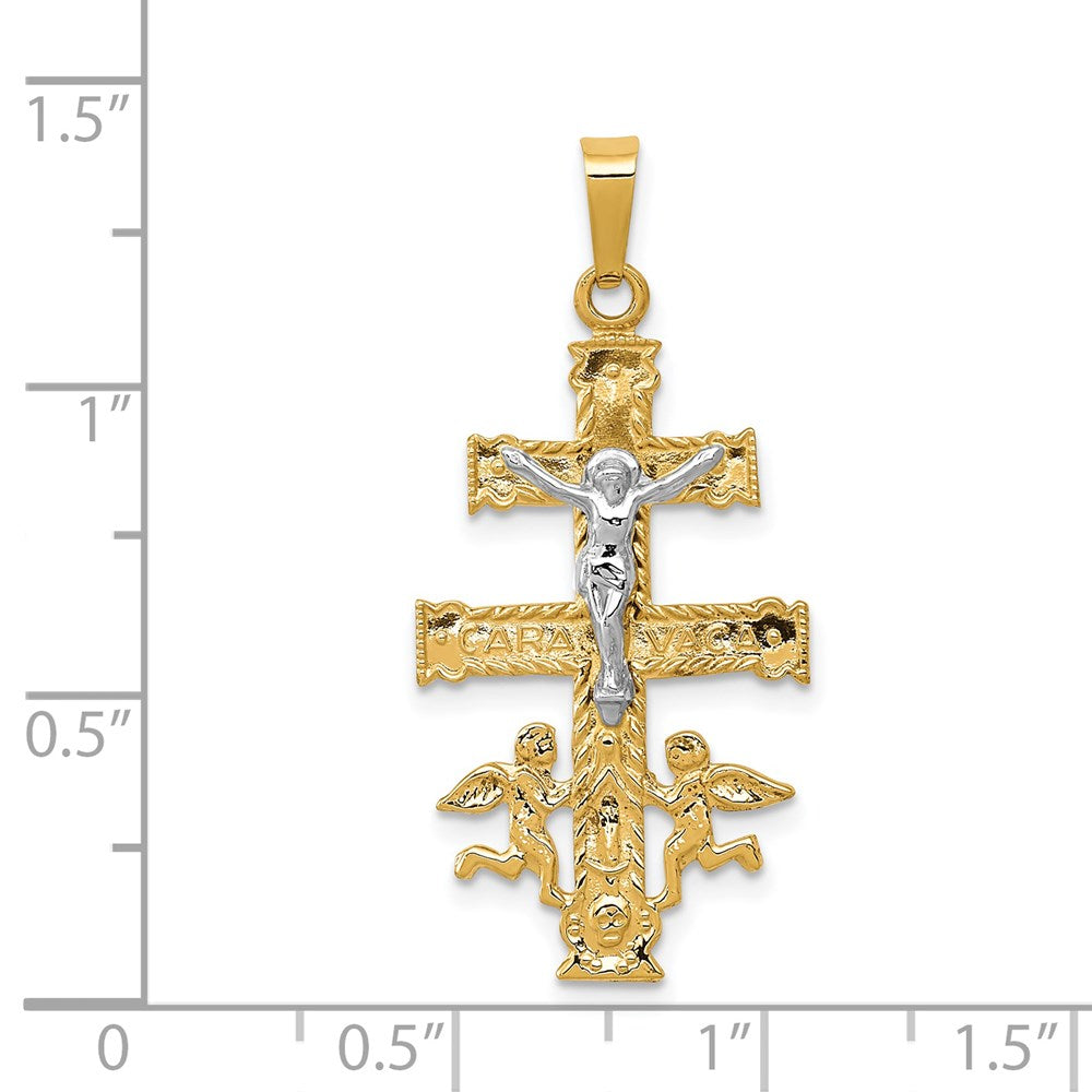14k Two-tone Gold Cara Vaca Crucifix Pendant