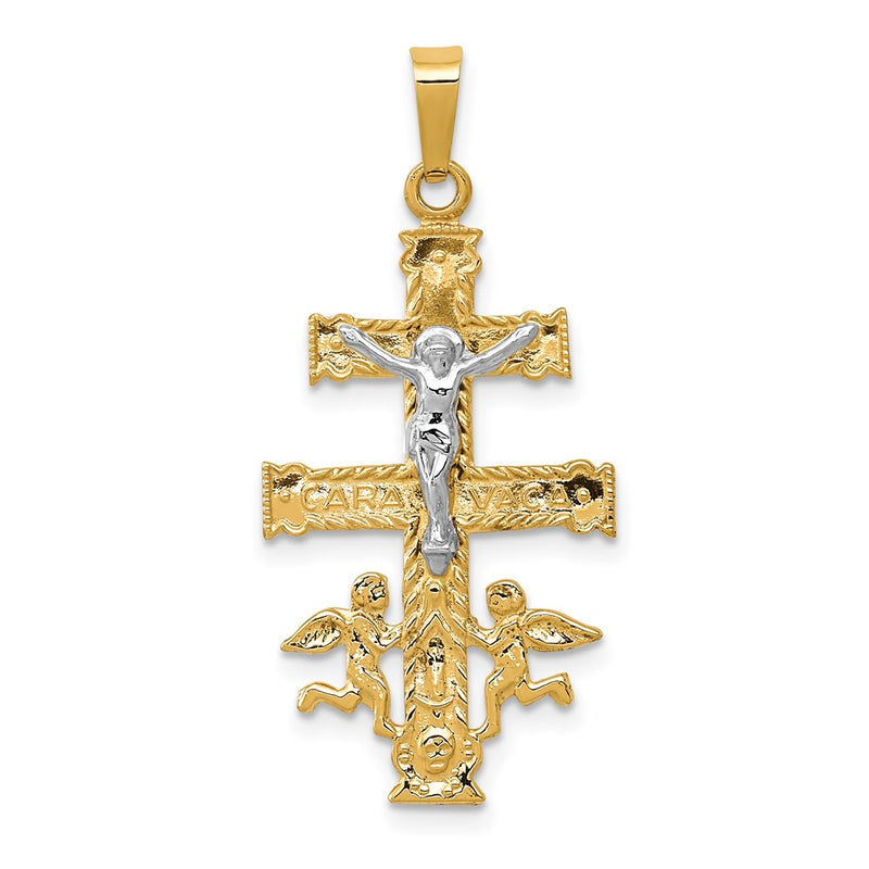 14k Two-tone Gold Cara Vaca Crucifix Pendant