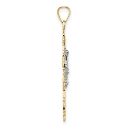 14k Two-tone Gold Cara Vaca Crucifix Pendant