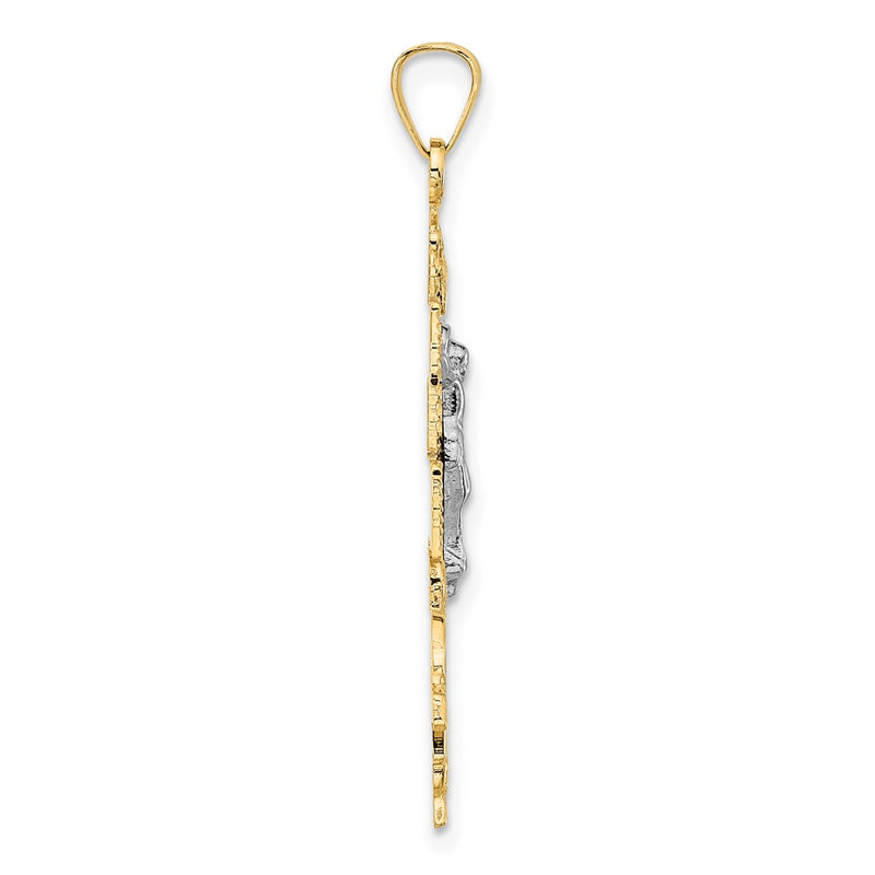 14k Two-tone Gold Cara Vaca Crucifix Pendant