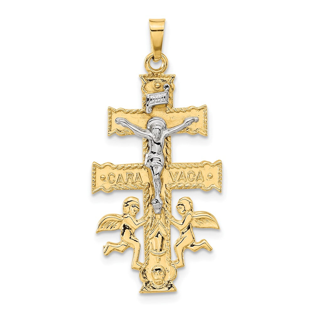 14k Two-tone Gold Cara Vaca Crucifix Pendant